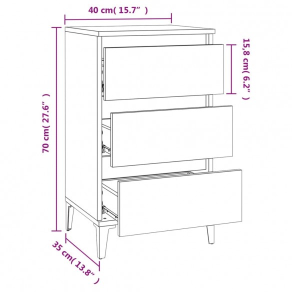 Table de chevet chêne sonoma 40x35x70 cm bois d'ingénierie