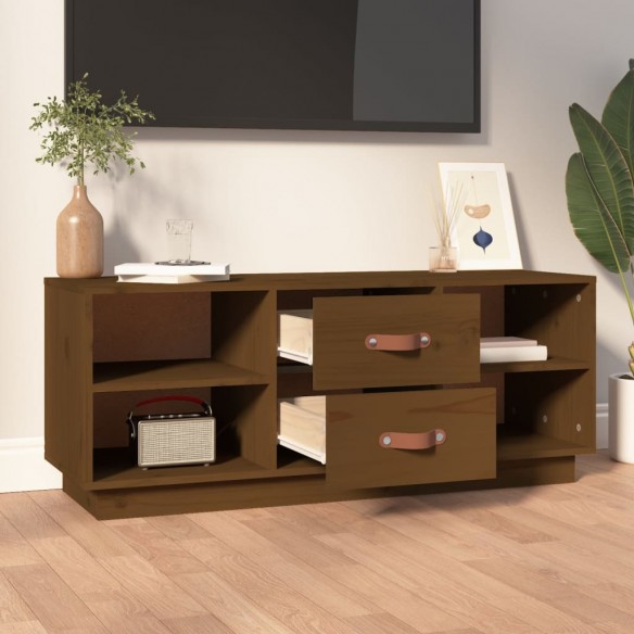 Meuble TV Marron miel 100x34x40 cm Bois de pin massif