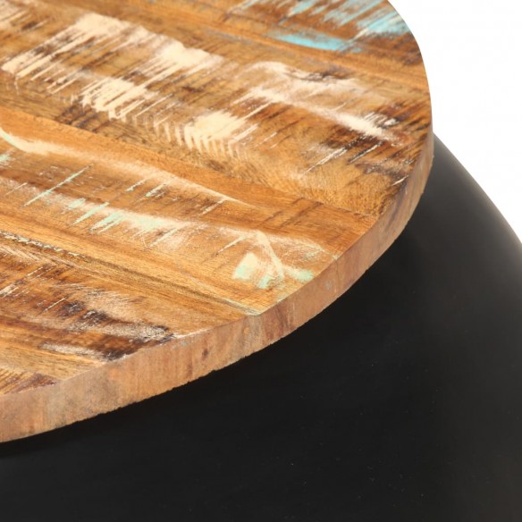 Table basse Noir 68x68x30 cm Bois de récupération solide