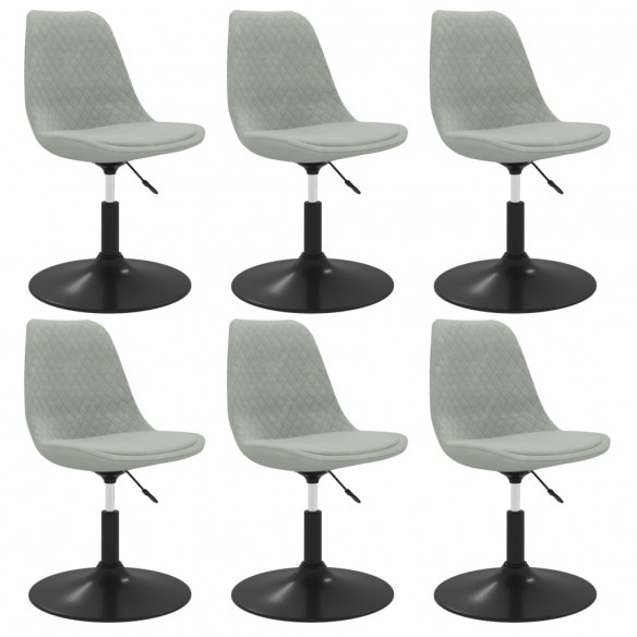 Chaises pivotantes à manger lot de 6 Gris clair Velours