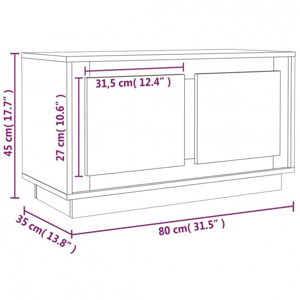 Meuble TV noir 80x35x45 cm bois d'ingénierie