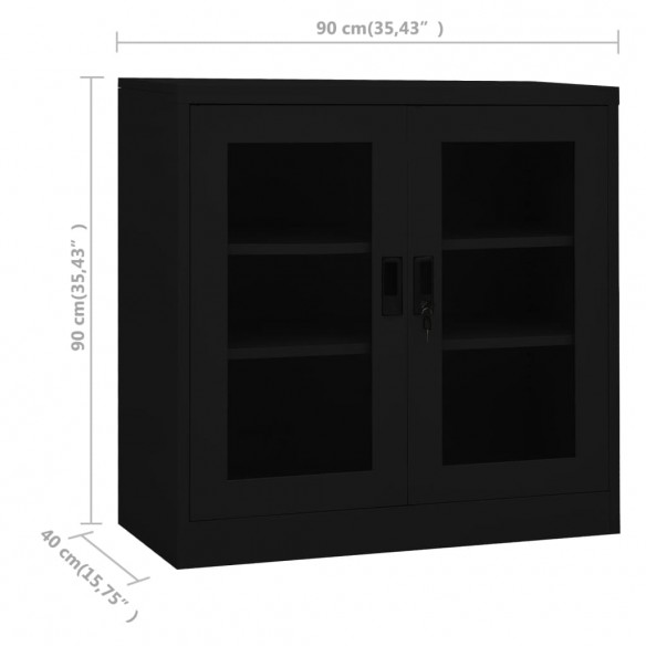 Armoire de bureau Noir 90x40x90 cm Acier