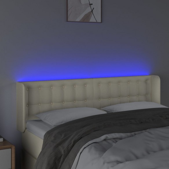 Tête de lit à LED Crème 147x16x78/88 cm Similicuir