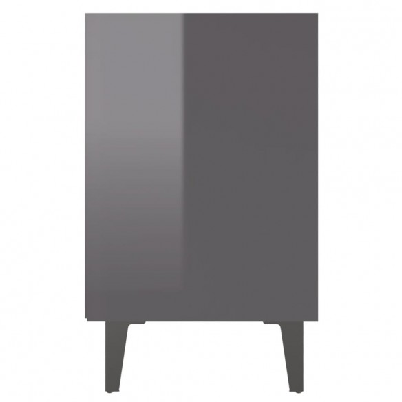 Table de chevet avec pieds en métal gris brillant 40x30x50 cm