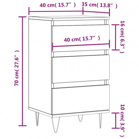 Buffet blanc brillant 40x35x70 cm bois d'ingénierie