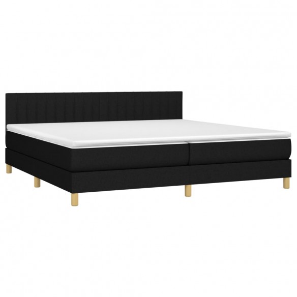 Cadre de lit et matelas et LED Noir 200x200 cm Tissu