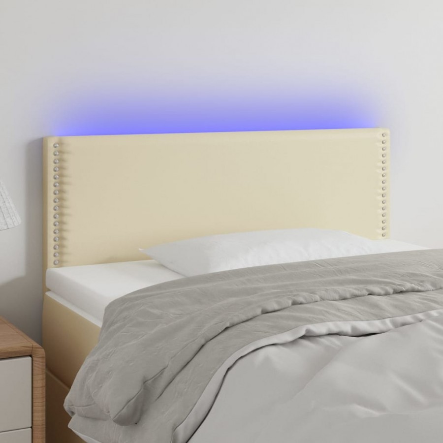 Tête de lit à LED Crème 90x5x78/88 cm Similicuir