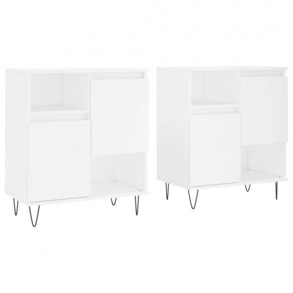 Buffets 2 pcs blanc bois d'ingénierie