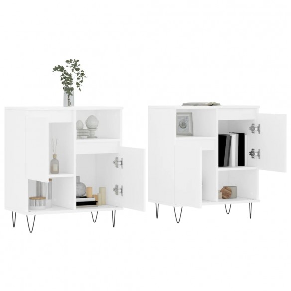 Buffets 2 pcs blanc bois d'ingénierie