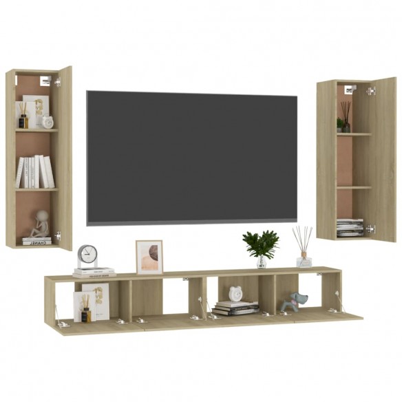 Ensemble de meubles TV 4 pcs Chêne sonoma Aggloméré