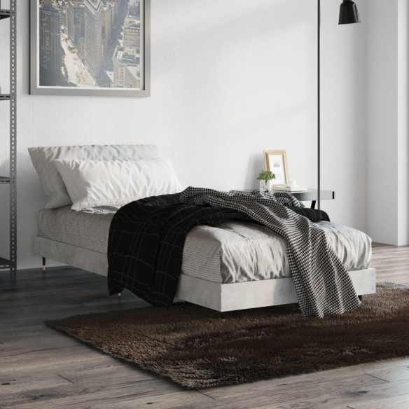 Cadre de lit gris béton 75x190 cm bois d'ingénierie