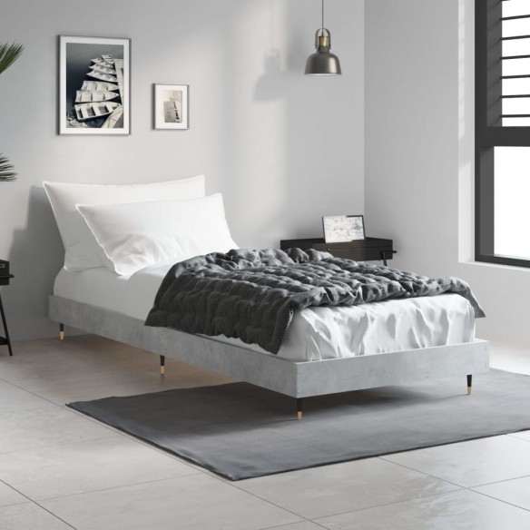 Cadre de lit gris béton 75x190 cm bois d'ingénierie