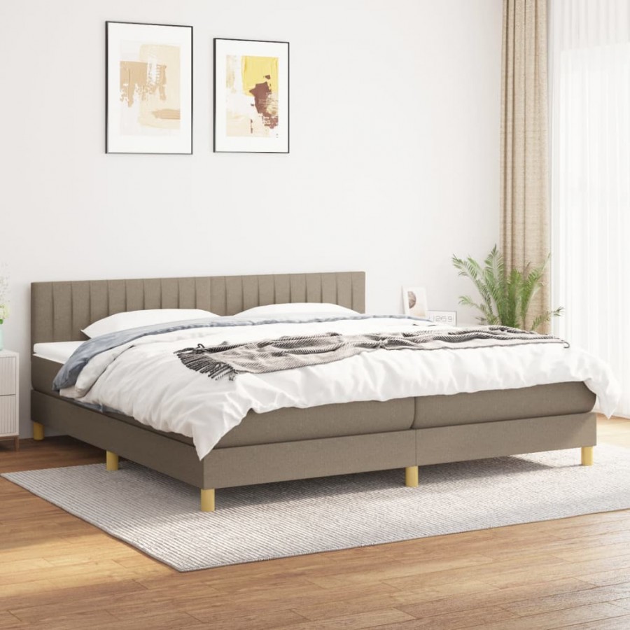 Sommier à lattes de lit avec matelas Taupe 200x200 cm Tissu