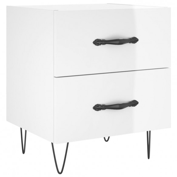 Tables de chevet 2 pcs blanc brillant 40x35x47,5 cm