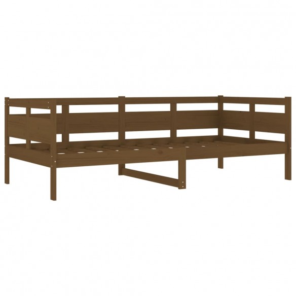 Lit de jour marron miel bois de pin massif 90x200 cm