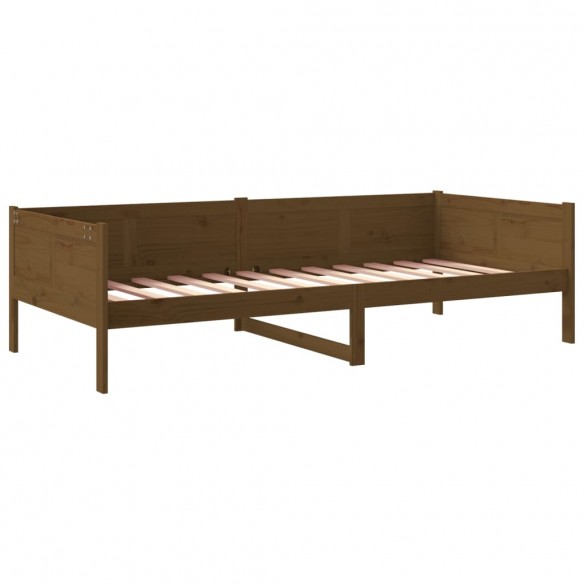 Lit de jour marron miel bois de pin massif 80x200 cm