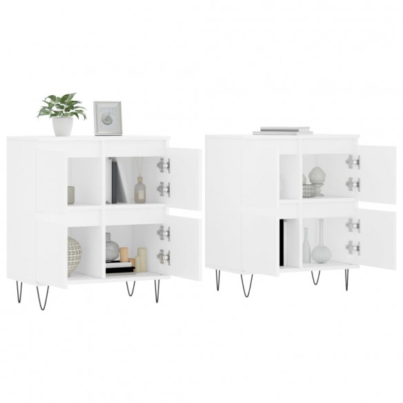 Buffets 2 pcs blanc bois d'ingénierie