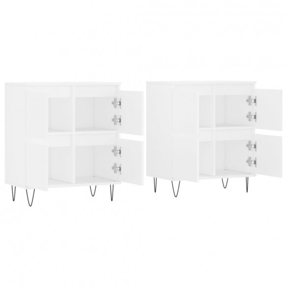 Buffets 2 pcs blanc bois d'ingénierie