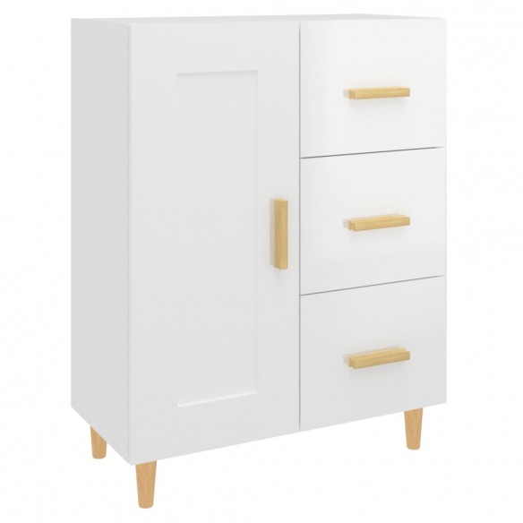 Buffet Blanc brillant 69,5x34x90 cm Bois d'ingénierie