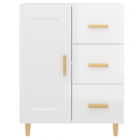 Buffet Blanc brillant 69,5x34x90 cm Bois d'ingénierie