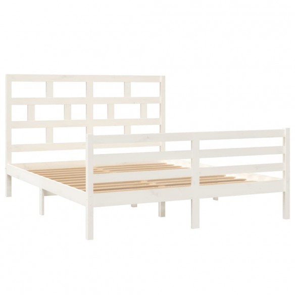 Cadre de lit Blanc Bois de pin massif 160x200 cm