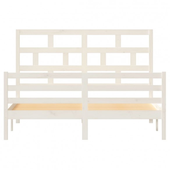 Cadre de lit Blanc Bois de pin massif 160x200 cm