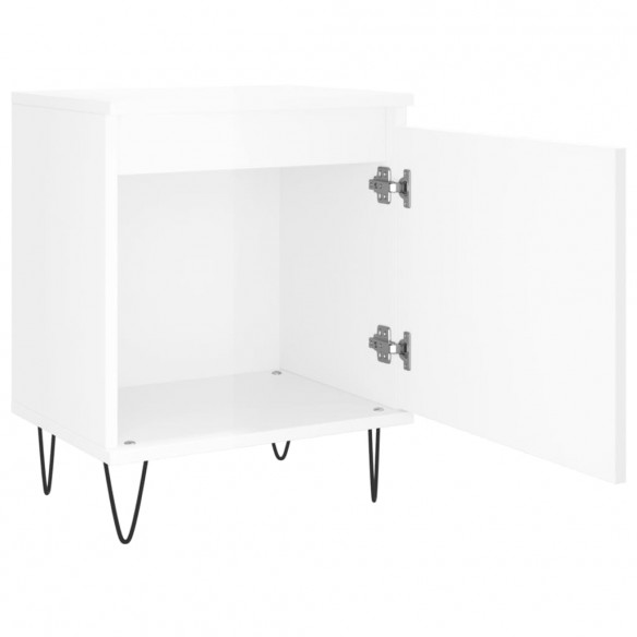 Tables de chevet 2pcs blanc brillant 40x30x50cm bois ingénierie
