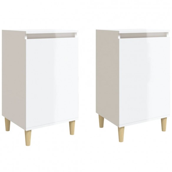 Tables de chevet 2pcs blanc brillant 40x35x70cm bois ingénierie