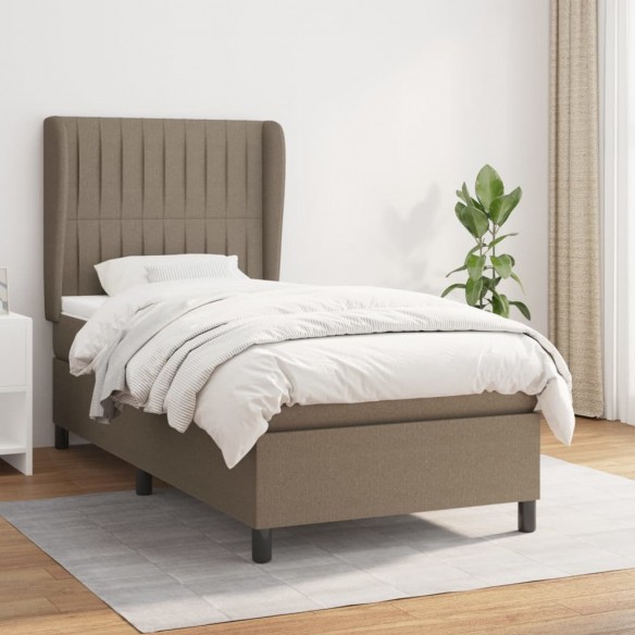 Cadre de lit avec matelas Taupe 100x200 cm Tissu