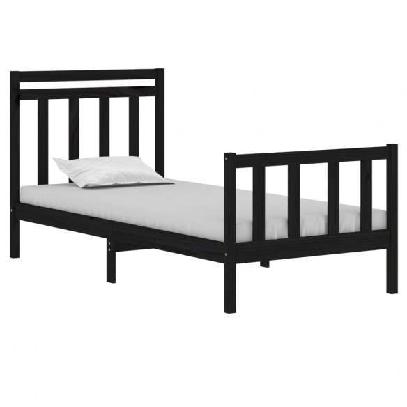 Cadre de lit Noir Bois massif 90x190 cm Simple