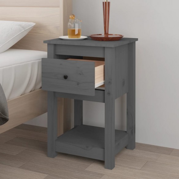 Table de chevet Gris 40x35x61,5 cm Bois de pin massif