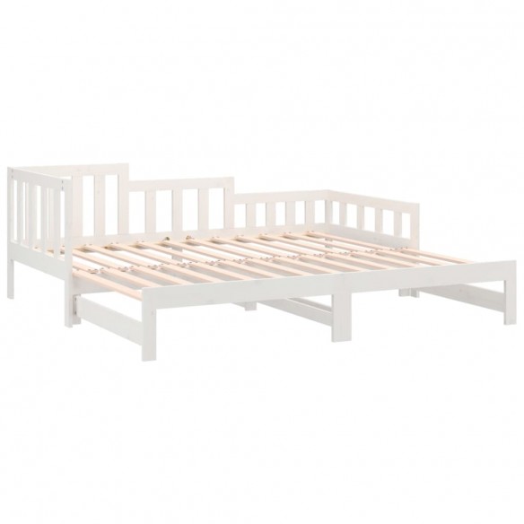 Lit coulissant Blanc 2x(80x200) cm Bois de pin massif