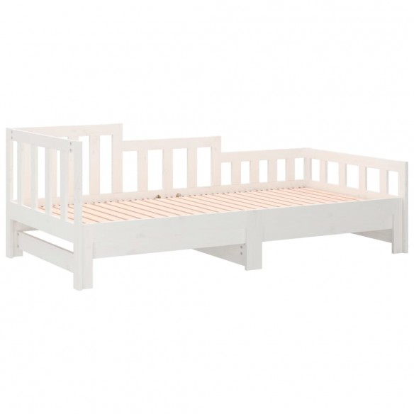 Lit coulissant Blanc 2x(80x200) cm Bois de pin massif