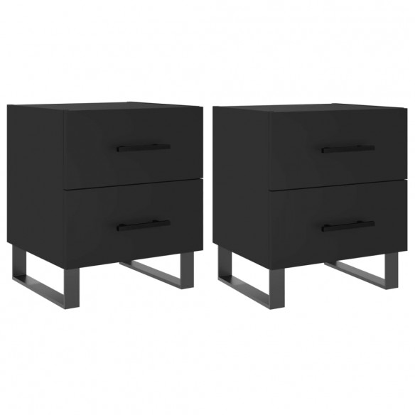 Tables de chevet 2 pcs noir 40x35x47,5 cm bois d’ingénierie