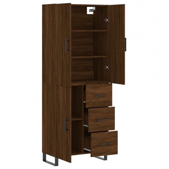 Buffet haut Chêne marron 69,5x34x180 cm Bois d'ingénierie