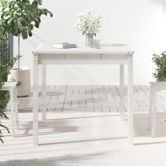 Table de jardin blanc 82,5x82,5x76 cm bois massif de pin