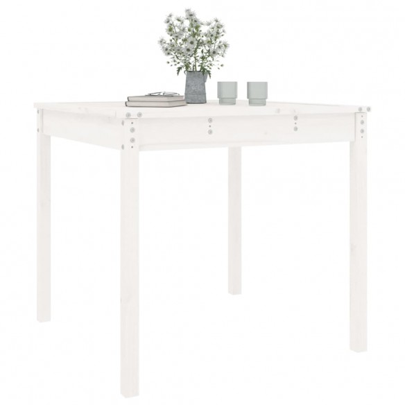 Table de jardin blanc 82,5x82,5x76 cm bois massif de pin