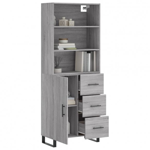 Buffet haut Sonoma gris 69,5x34x180 cm Bois d'ingénierie