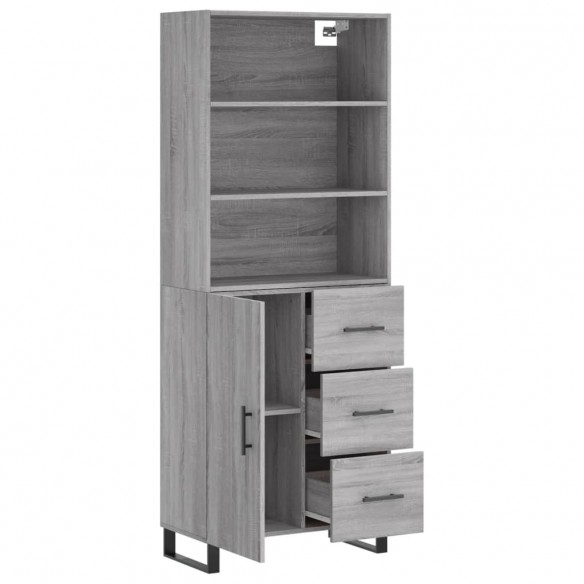 Buffet haut Sonoma gris 69,5x34x180 cm Bois d'ingénierie