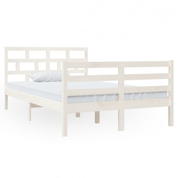 Cadre de lit Blanc Bois massif 120x190 cm Petit Double