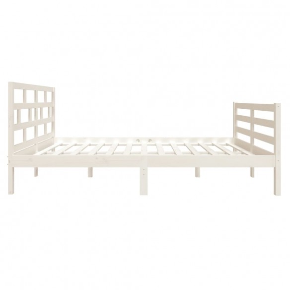 Cadre de lit Blanc Bois massif 120x190 cm Petit Double