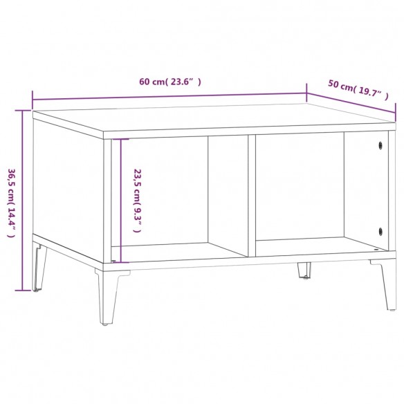 Table basse Sonoma gris 60x50x36,5 cm Bois d'ingénierie