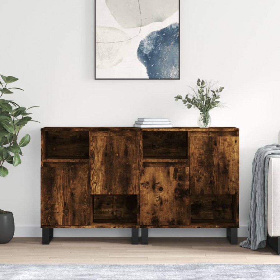 Buffets 2 pcs chêne fumé bois d'ingénierie