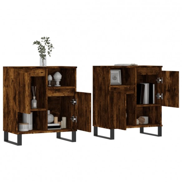 Buffets 2 pcs chêne fumé bois d'ingénierie