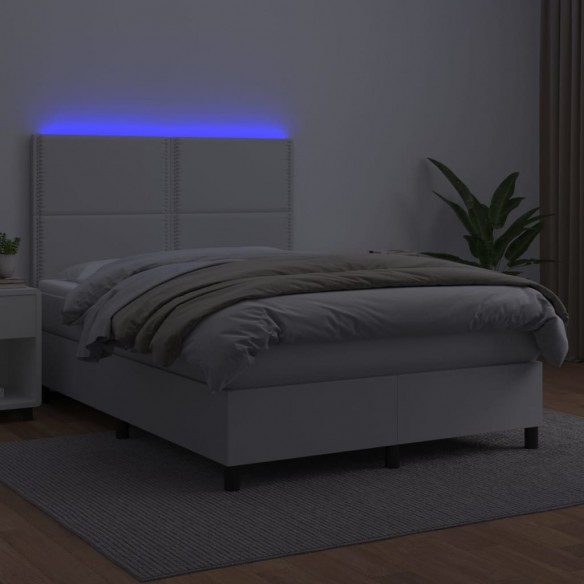 Sommier à lattes de lit avec matelas et LED Blanc 140x200 cm