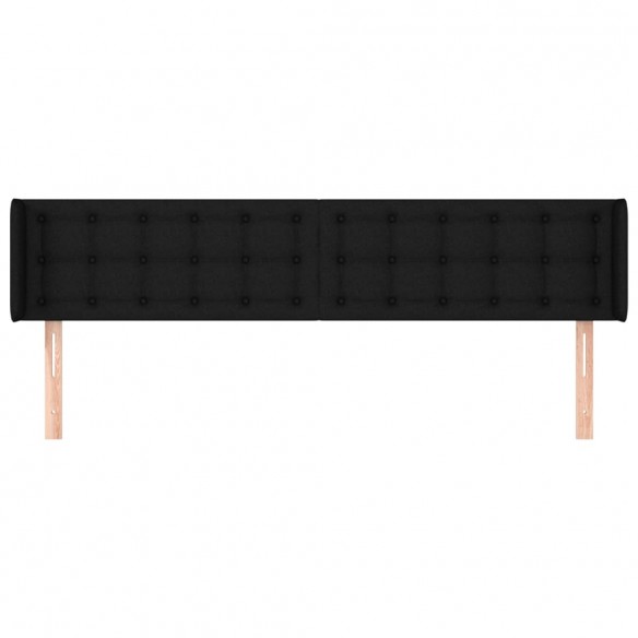 Tête de lit avec oreilles Noir 203x16x78/88 cm Tissu