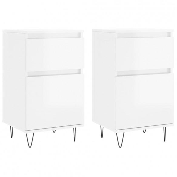 Buffets 2 pcs blanc brillant 40x35x70 cm bois d'ingénierie