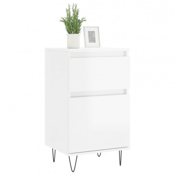 Buffets 2 pcs blanc brillant 40x35x70 cm bois d'ingénierie