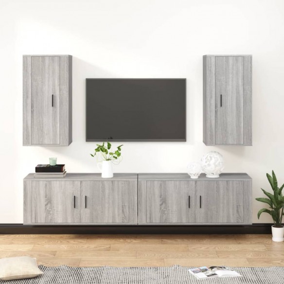 Ensemble de meubles TV 4 pcs Sonoma gris Bois d'ingénierie