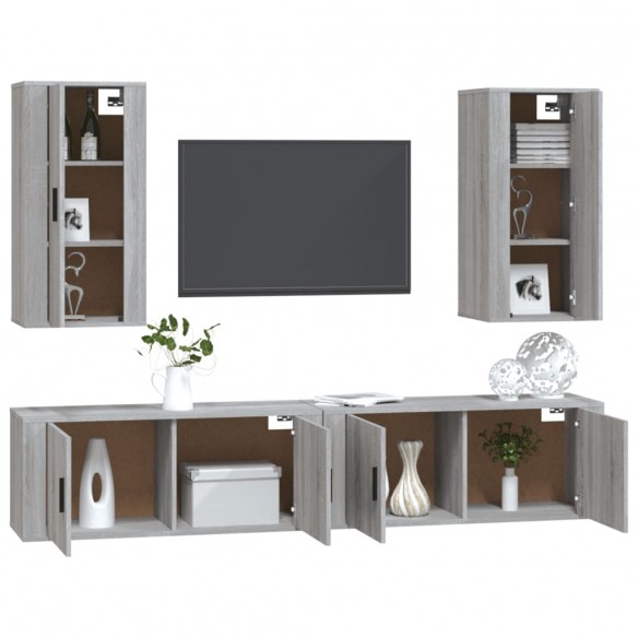 Ensemble de meubles TV 4 pcs Sonoma gris Bois d'ingénierie